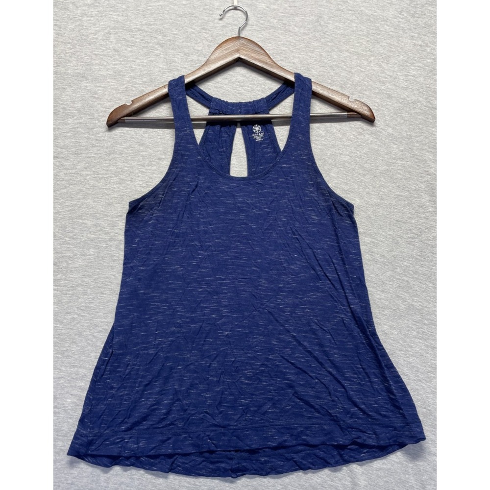 Gaiam Tank Top Womens XS Heather Blue Cutout Racerback Scoop Neck Workout Yoga